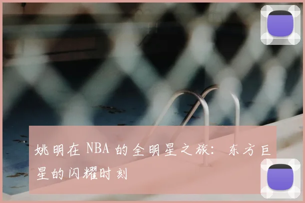 姚明在 NBA 的全明星之旅:东方巨星的闪耀时刻
